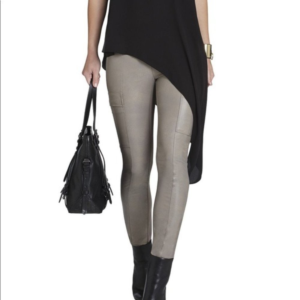 BCBGMA Wilcox Cinder Faux Leather Leggings Size M